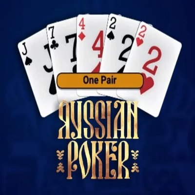 Russian Poker slot logo by OneTouch Games at Blazing Wildz Casino